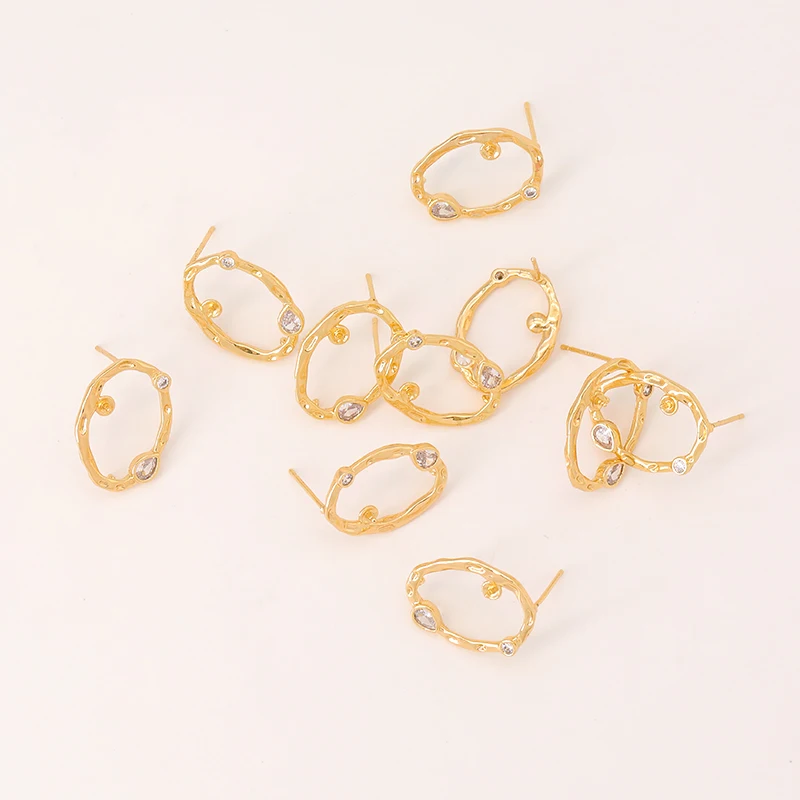 Zhongxing New ht selling earring accessories wholesale French style earrings micro-set zircon earrings spot DIY handmade ear pin
