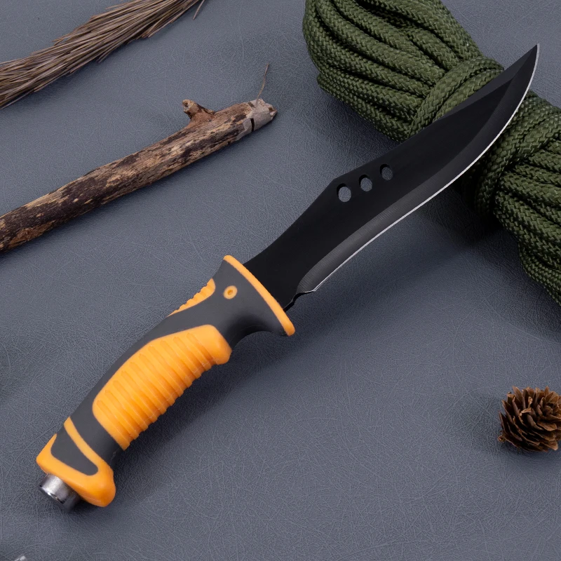 Camping tool soft touch handle fixed blade knife hunting survival bushcraft knife for outdoor