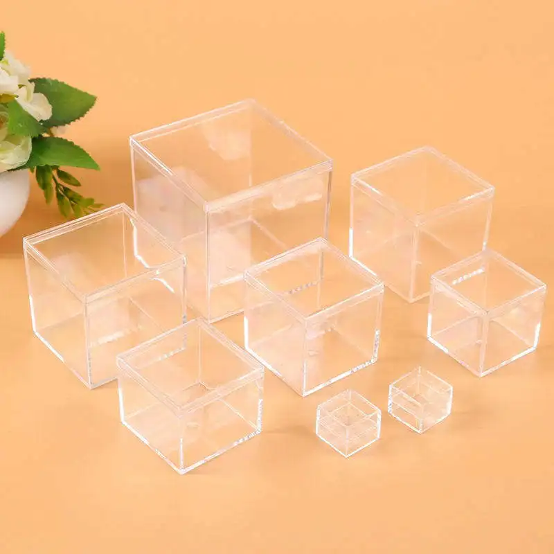 Hot sale Plastic Small Food Grade Candy Box Clear Acrylic Cube Wedding Sugar Favor Box 2x2x2 inch