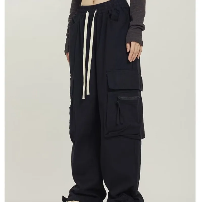 Custom Wholesale Plain Parachute Pants Windbreak Fabric Multiple Pockets Baggy Cargo Pants Men Woman