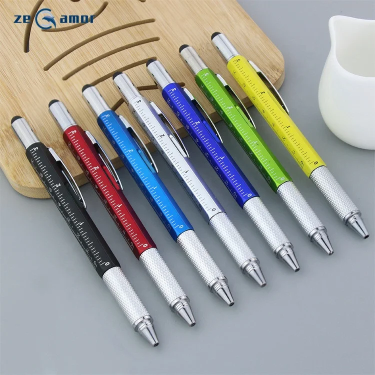 Zeamor Multi Tools 5 in 1 Active Stylus Phone Screen Ruler Gradienter Level Screwdriver Multifunction Ballpoint Pen