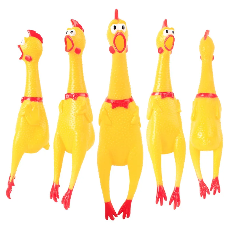 
Hot Sell Funny Bite Resistant Chew Squeaky Pet Toys Dog Pet Chew Toys Yellow Dog Rubber Scream Chicken Toy 