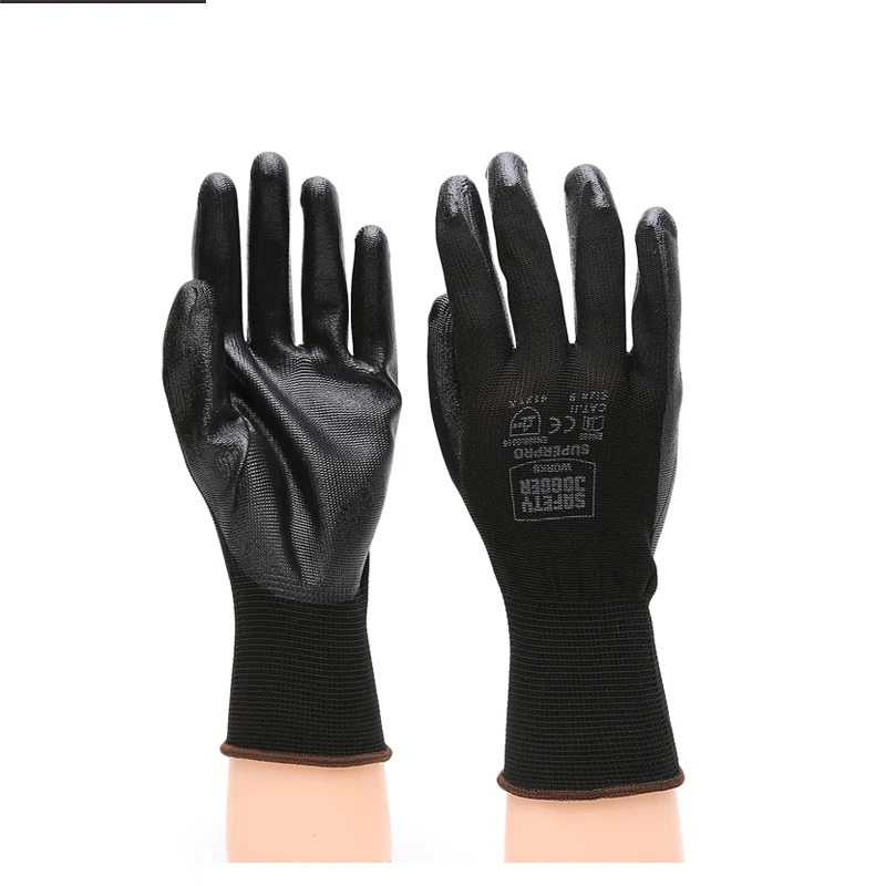 Safety working gloves Nitrile coated seamless knitted gloves polyurethane coated oil resistant Pu coated cut-proof gloves