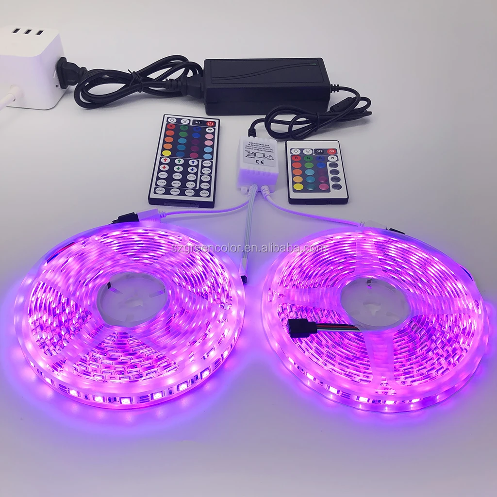 DC12V 5050 SMD RGB LED Strip 5m 150 LEDS 24 or 44 Key IR Remote Controller Color Changing PI65 Waterproof Led Strip Lights Kit