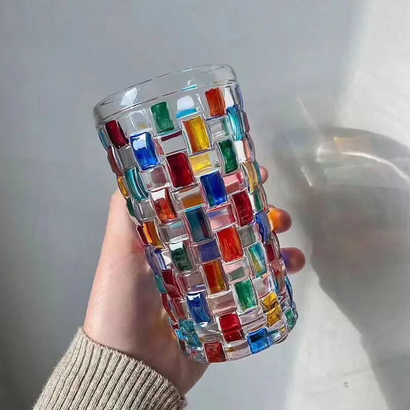 Italian designer same style painted line woven glass cup water Cup