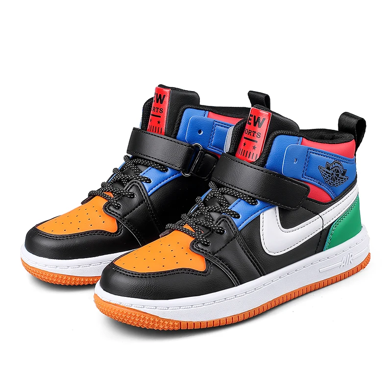 
Wholesalers Children Basketball Shoes Boys Girls Fashion High Top Kids Sneakers 