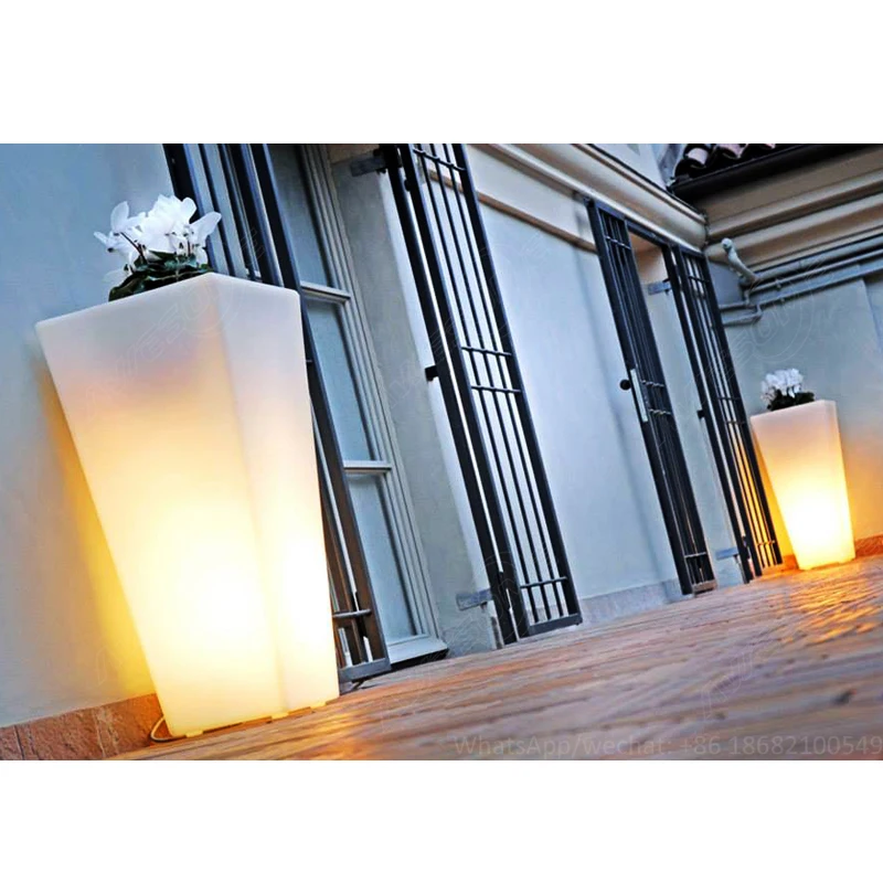 Прочный водонепроницаемый полиэтиленовый материал с подсветкой большой горшок для растений светодиодная ваза