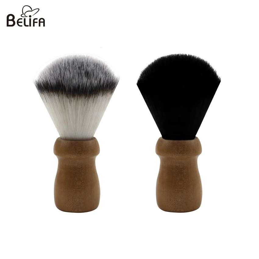 Индивидуальная торговая марка, оптовая продажа, эко-веганская синтетическая нейлоновая Мужская щетка для чистки бритья с деревянной ручкой и деревянной шеей, Парикмахерская Кисть для бритья