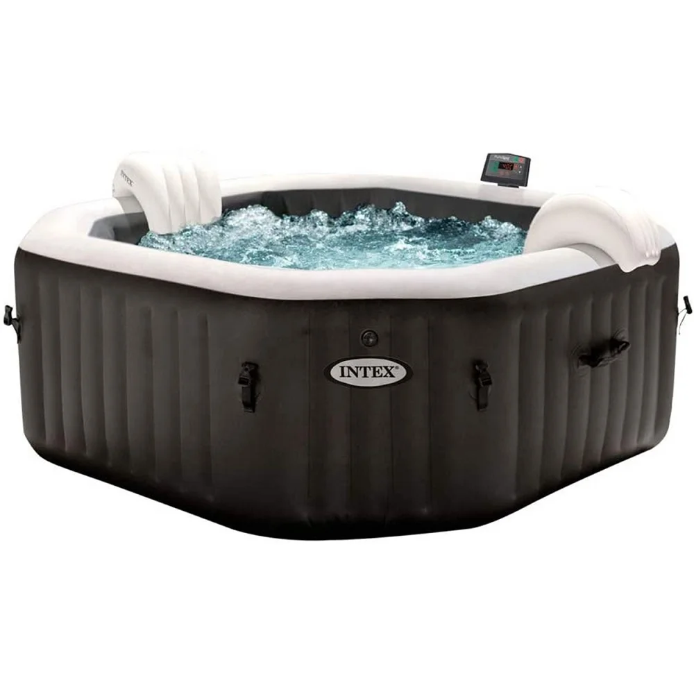 Intex 28458 Inflatable PureSpa Jet & Bubble Deluxe Hot Tub Outdoor Above Ground Massage Swimming Spa Pool  Set