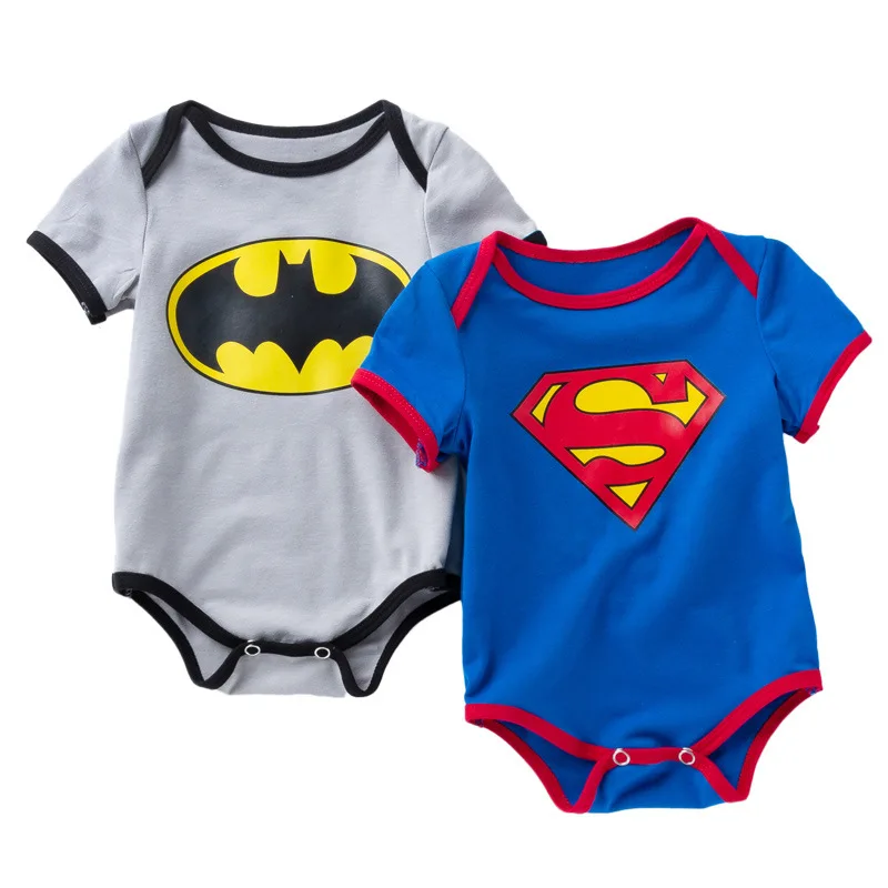 Infant crawling romper clothes Wholesale Boys baby grow Short Sleeve cartoon Superhero Bodysuit