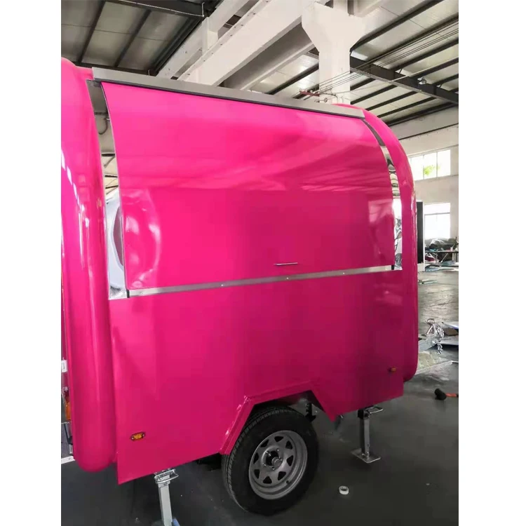 We QT Customized food truck cart fast food machine snow cone trailer food cart cooking trailer white/pink hamburger carts