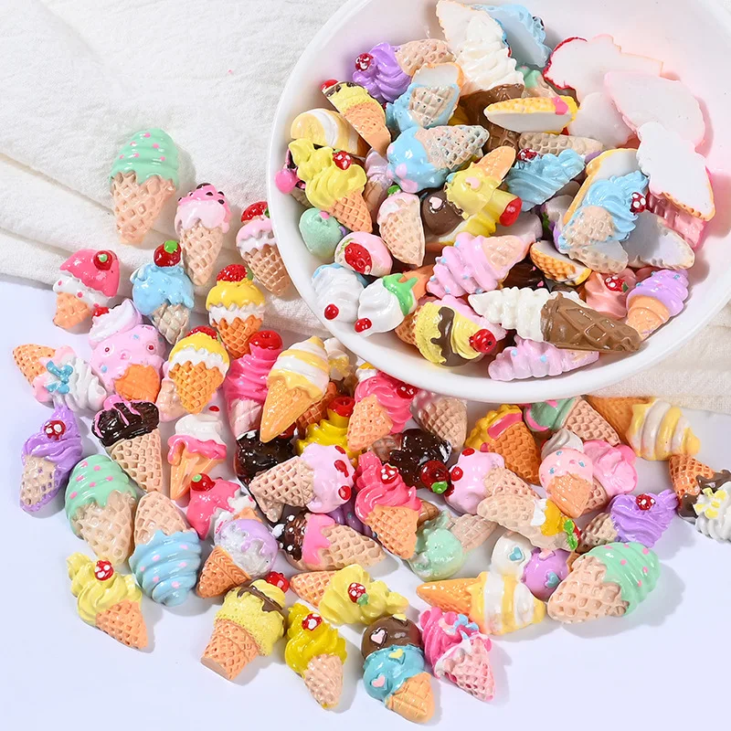 Kawaii 3D Nail Art Charms Mixed Resin Cute ice cream /Lollioop 3D Cookies Cartoon Candy Nail Decoration For DIY Acrylic Resin