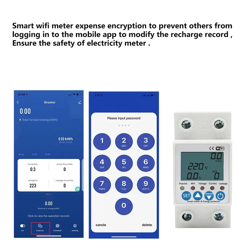 TUYA APP WiFi Smart Circuit Earth Leakage Over Under Voltage Protector Relay Device Switch Breaker Energy Power kW