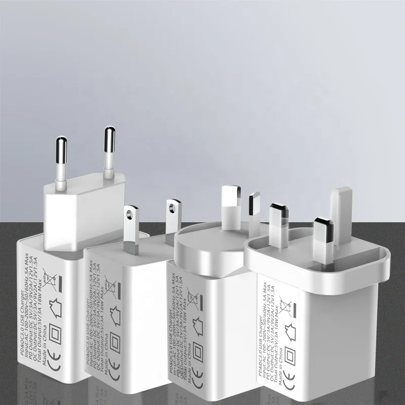 Сетевое зарядное устройство pd type-c usb 18 Вт с вилкой для ЕС и США