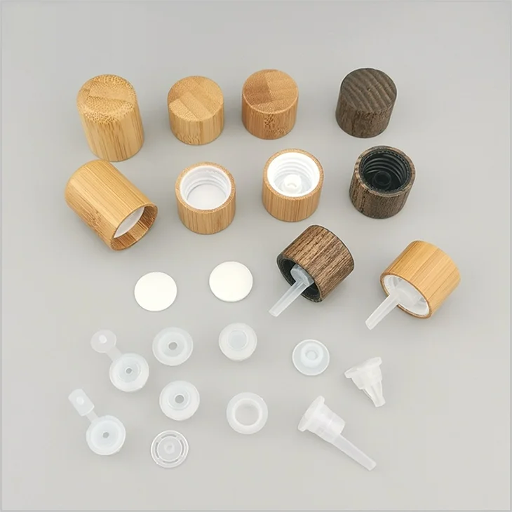 10ml 15ml 20ml 30ml Amber Frosted Glass Cosmetic Essential Oil Bottle with Bamboo Wooden Lid for 50ml 100ml 60 ml