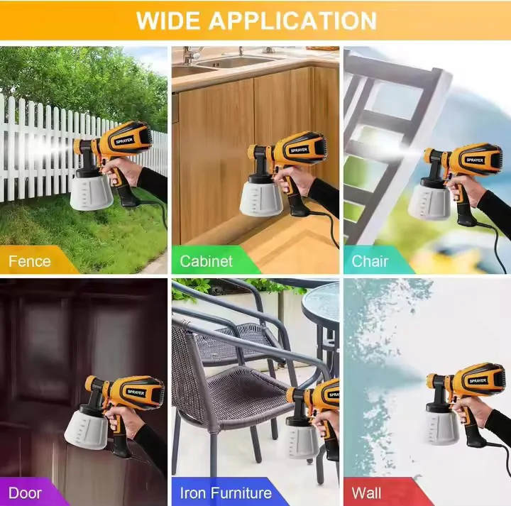 127v 220v 700W Electric Paint Sprayer 3 Copper Nozzles 3 Spray Patterns HVLP Spray Gun for House Painting/Furniture/Fence/Wall