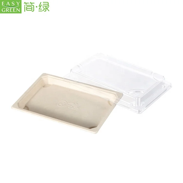 Easy Green Wholesale japanese sashimi container corn starch disposable hot food pulp sushi tray