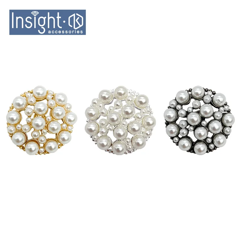 New Design Metal Shank Buttons 26mm Round Pearl Buttons Custom Gold Buttons For Dresses