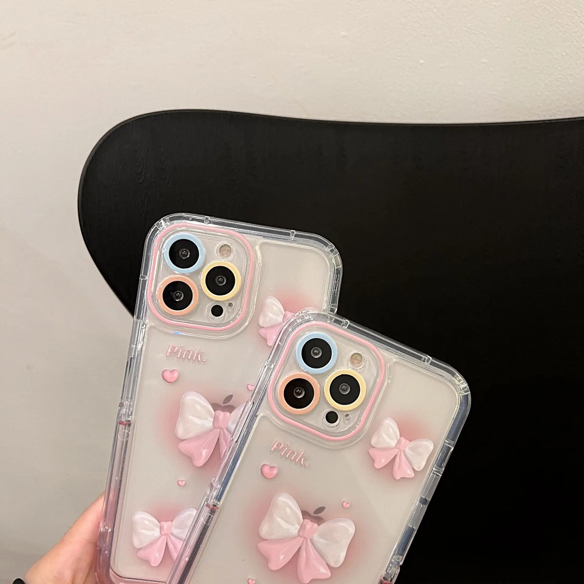 Pink Bow Holder Phone case Anti-fall Shockproof Silicone Case Suitable for iphone 12 13 14 pro max 11 11 plus