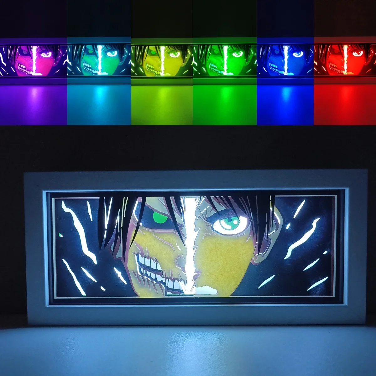 Anime Led Light Box RGB Handmade Crafted 3D Paper Carving Laser Cut Wall Lights Anime Gift Home Decor Comic Con Light