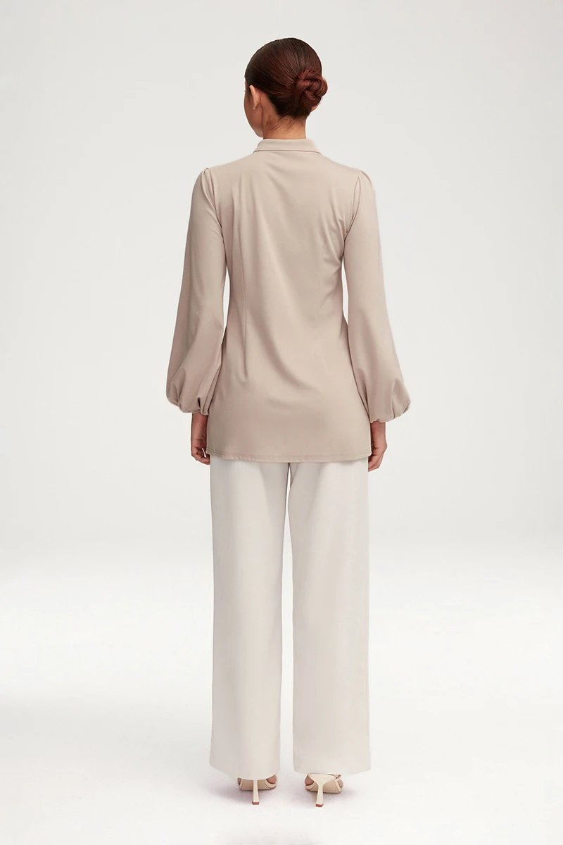 islamic Clothing manufacturers OEM high-end elegant Button Down modest women muslim 2 piece set pants Top Blouse for women