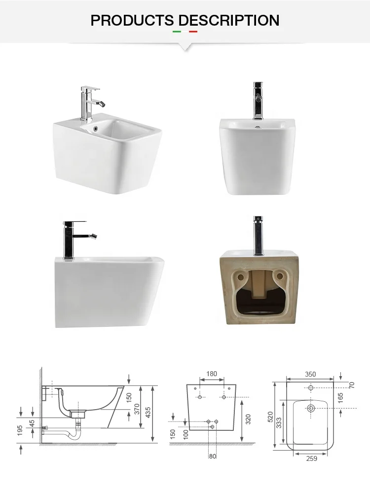 ANBI CE Europe Style Ceramic Bathroom Sanitary Rectangular Wc Bidet