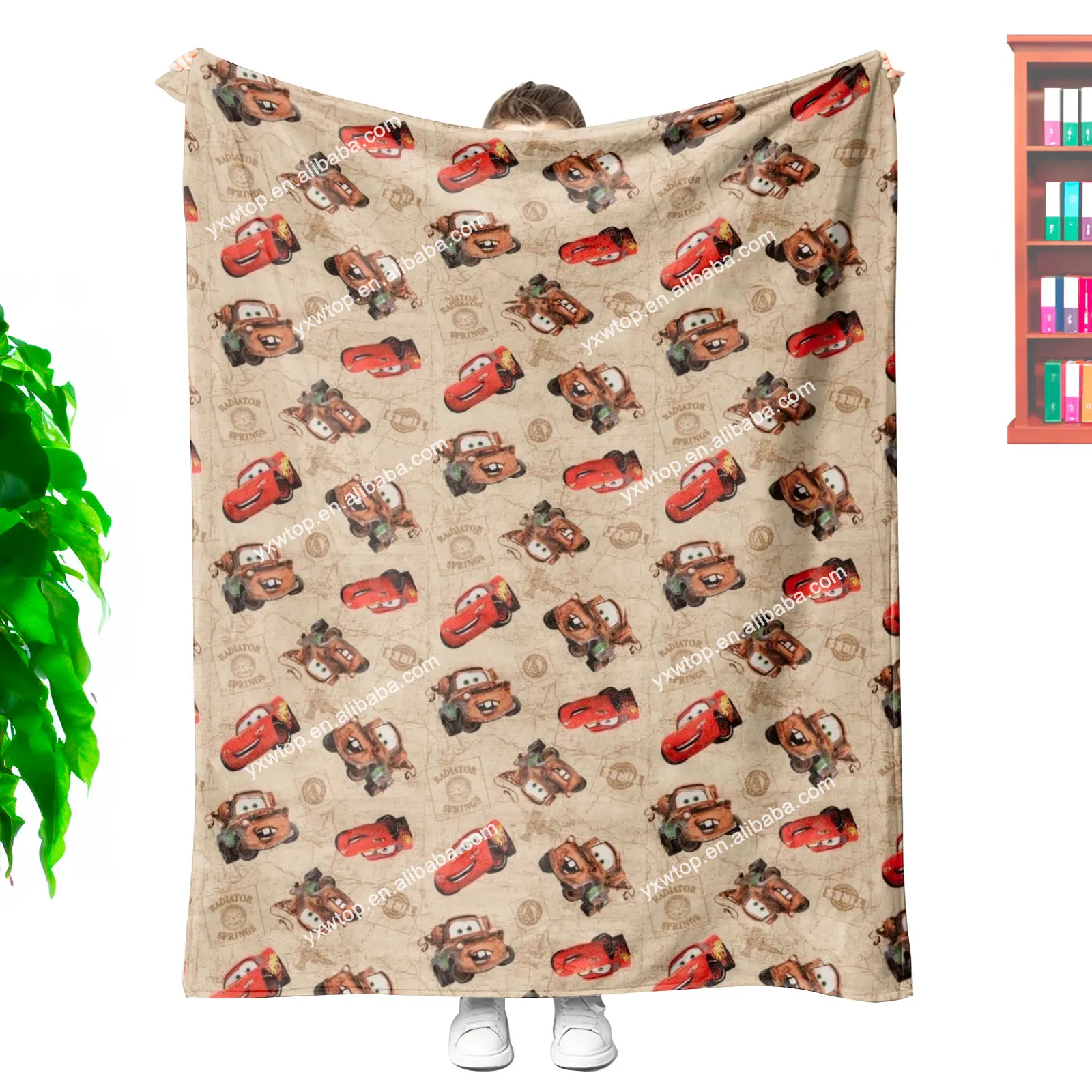 Top selling custom Merry Christmas cartoon movie Lightning Retro Funny Car character kids Soft Warm Sofa Bed Winter blanket