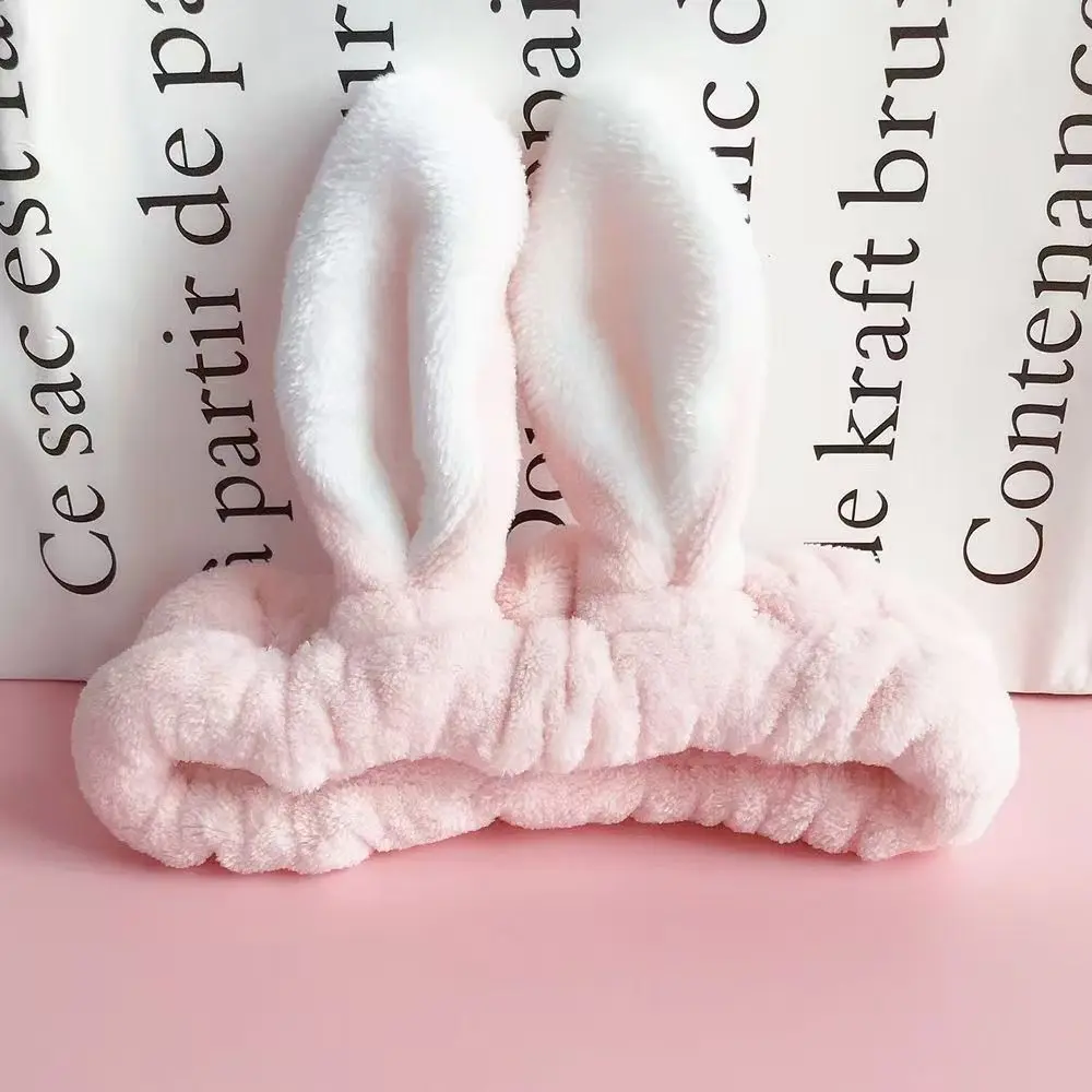 Bunny Ear Cosmetic Headband Cute Fluffy Elastic Skincare Head band Makeup Hairband for Shower Face Washing Facial Spa Cosplay