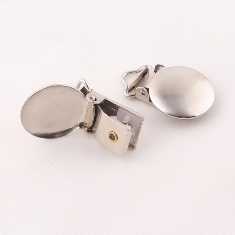 factory supply round shape metal suspender pacifier clip for garment accessories