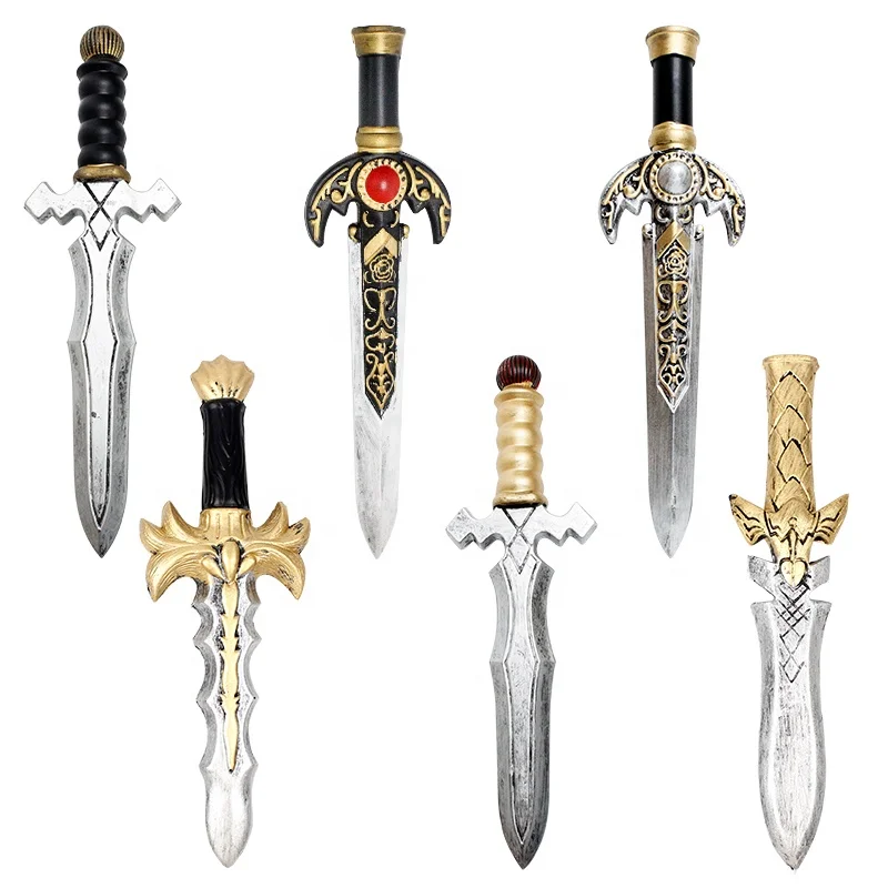 Factory Eco-friendly Soft Fake Knife Toys PU Foam Short Sword Children Cosplay Medieval Dagger