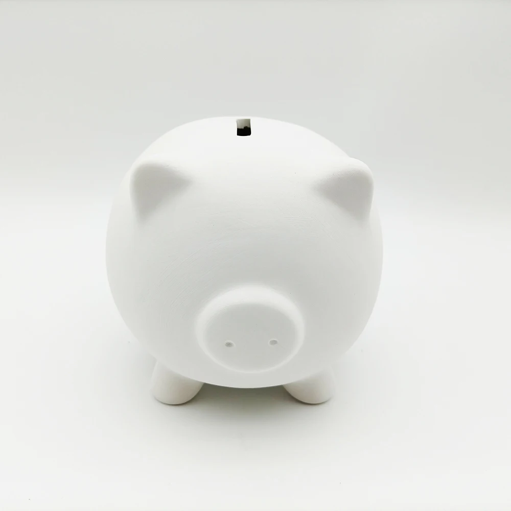 White Cute Ceramic Piggy Coin Bank for Kids DIY Painting Toy
