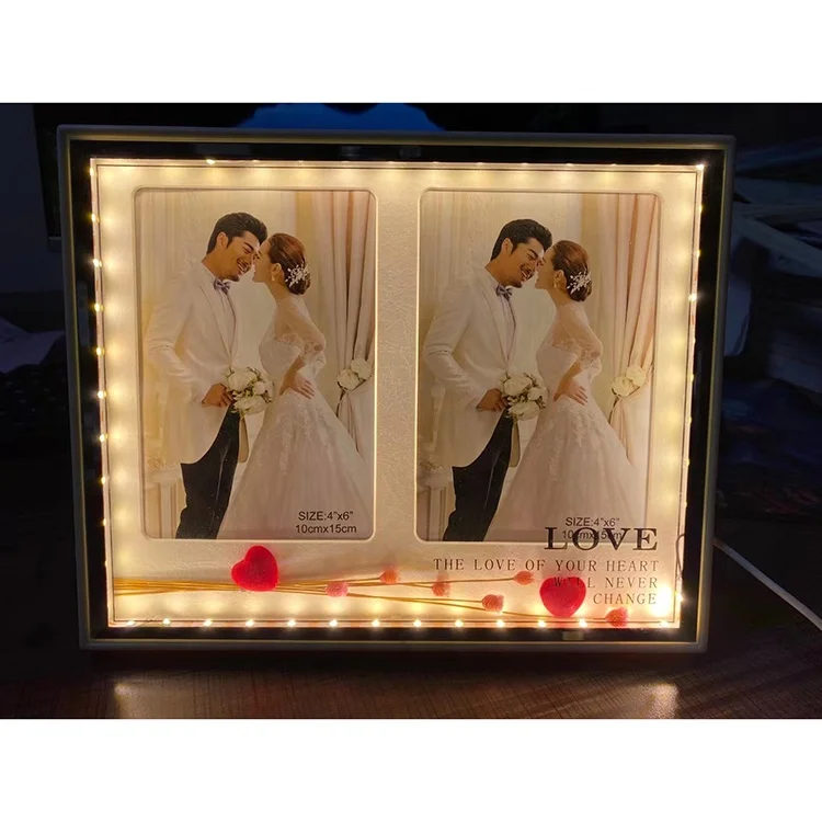 NEW led Light Photo Frames Crystal Sublimation Glass Frame Picture Wholesale Wedding Photo Frame as Memorial Gifts portafotos