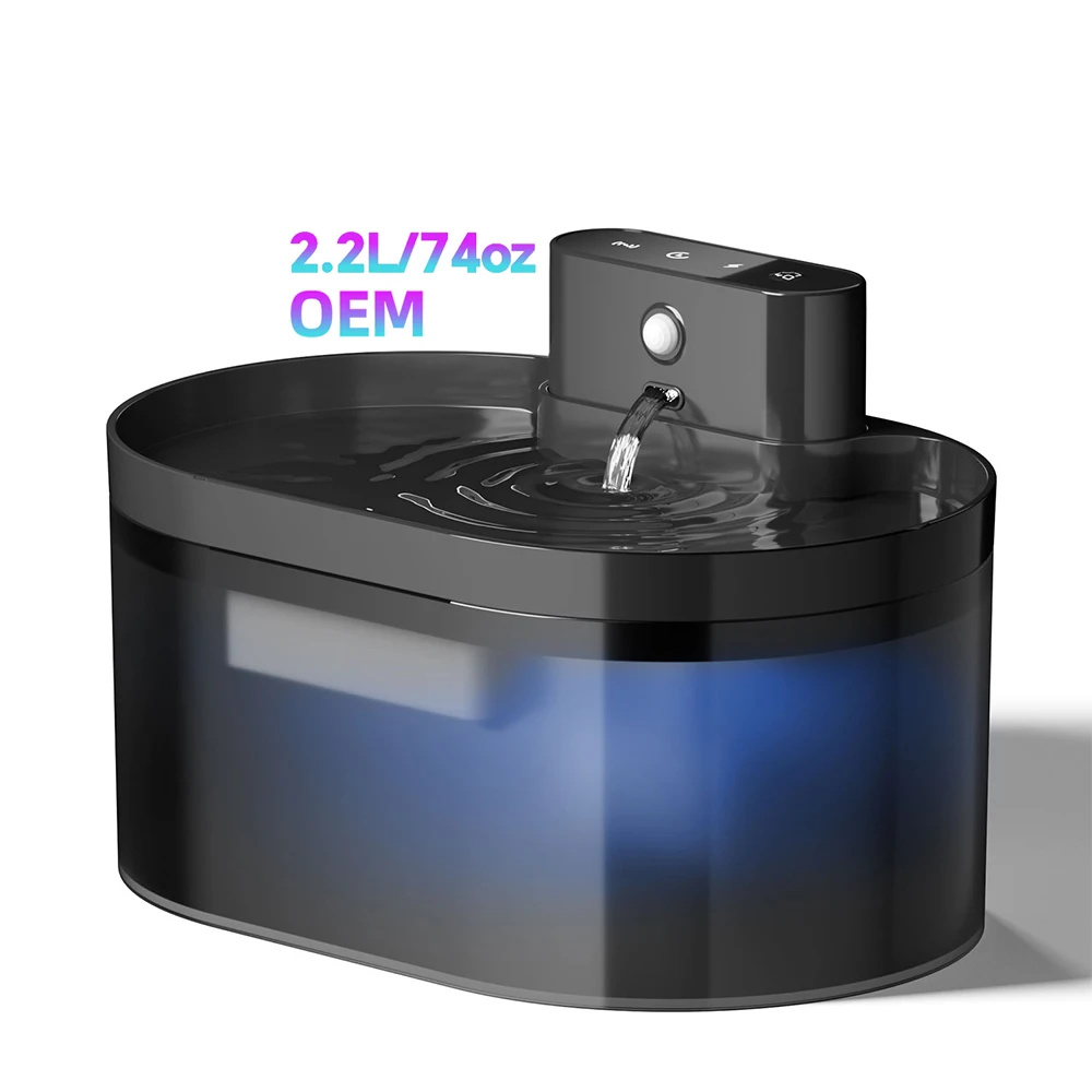 Petwant Wholesale Wireless Battery Operated 74oz/2.2L Indoor Automatic Pet Cat Water Fountains With 3 Flow Modes BPA-Free