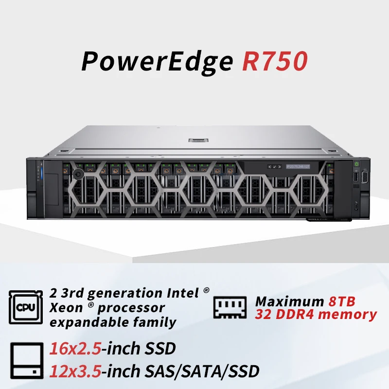 Очень популярный сервер Poweredge R750 2U стойки без вентилятора QNAP NAS приемник для совместного использования сервера