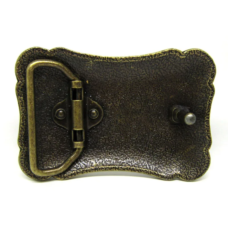 Wholesale Cowboy Flower Pattern Embossed Tang Grass Style Antique Heavy Floral Solid Brass Belt Buckles