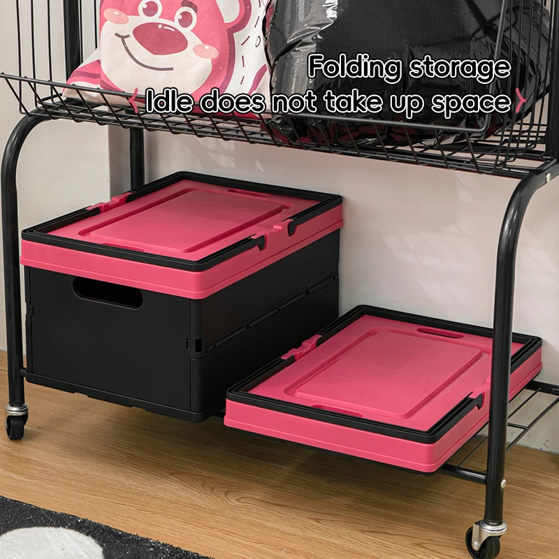 Shunxing New Style Black Pink Color Plastic Folding Storage Box Family Oudoors Picnic Basket Collapsible with Handle and Lid