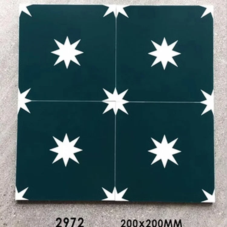 
Dark green star pattern ceramic tiles wall decoration art tiles for sale 200*200mm 