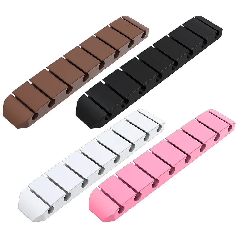 Desk Cable Winder 8 Holes PC Computer Protector Data Cord Tie Fixer Wire Management Desktop Silicone Clips USB Cable Organizer