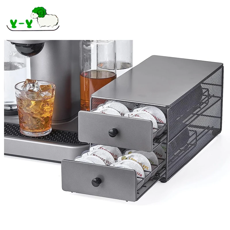 36pcs Single 2 Tiers Cocktail Beverage Bartesian Pod Holder Cocktail Capsule Holder Drawer For Countertop Bar Station Tables