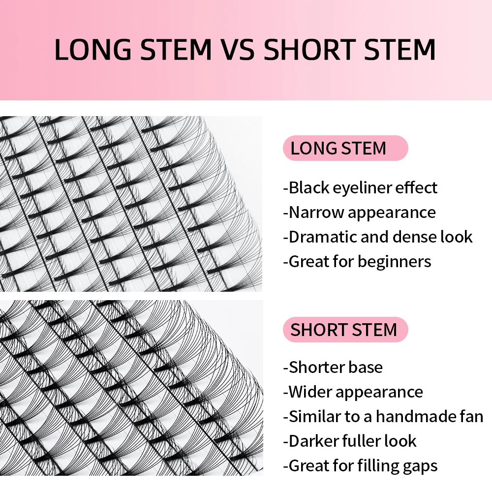 Lashes 12 .05 Korea Premade Russian Volume Lashes Super Fans Needle Point Stem Narrow Base Lightweight Mega Volume Premade Fans