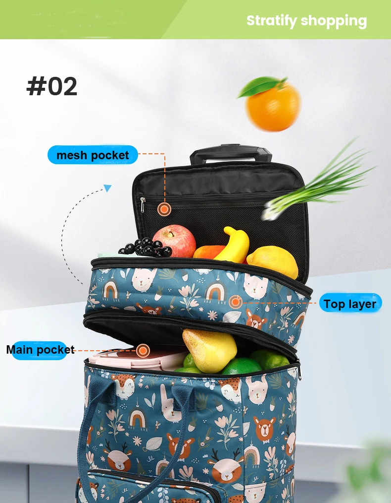 Wheeled Duffle Bag Hand Carry-On Traveling Bags With Wheels Trolley Carrying Market Foldable Shopping Bag On Wheels