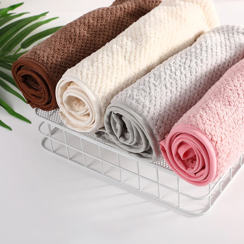 Custom Microfiber Hair Towel Wrap Coral Velvet Cotton Hair Drying Towel Turban Bath Hat With Button