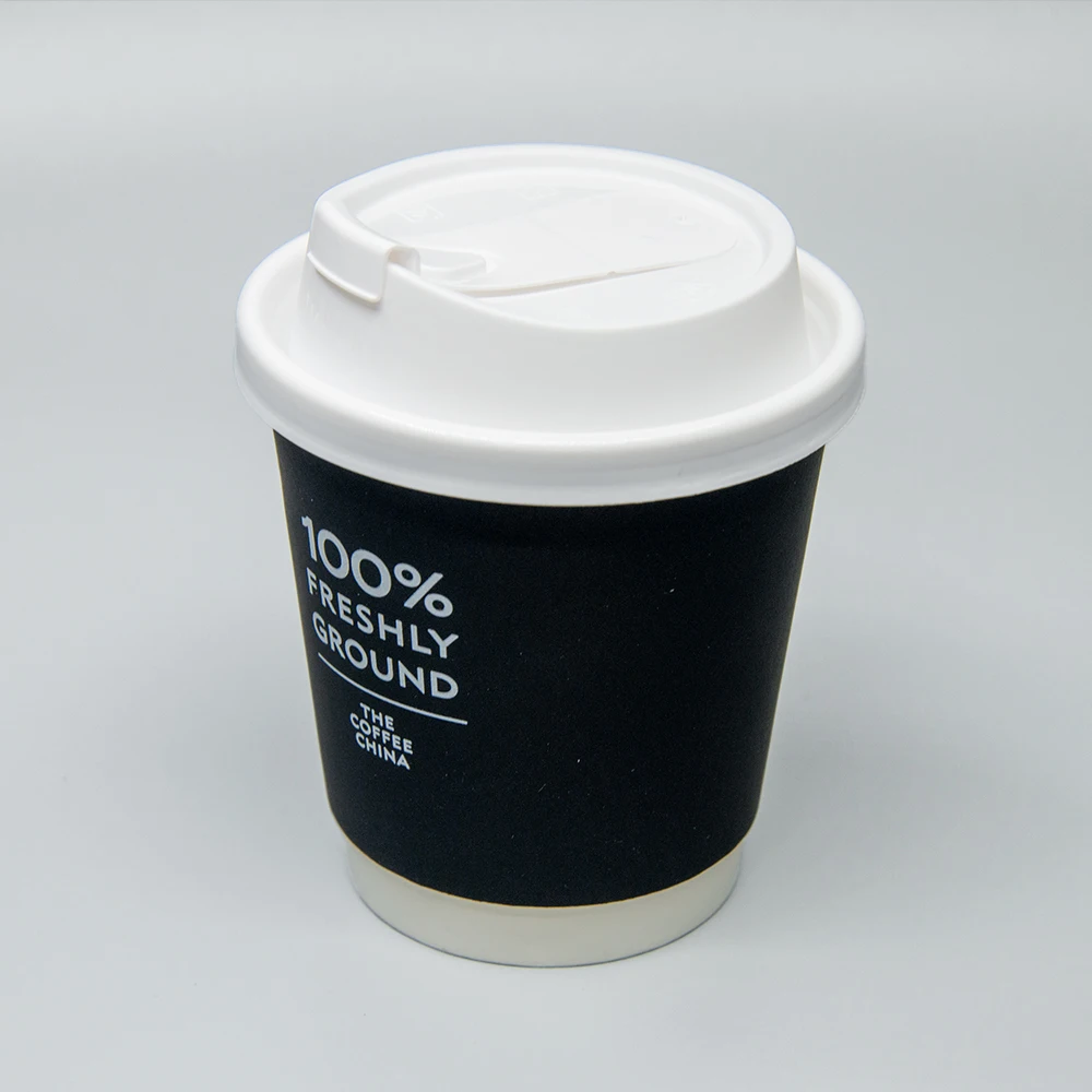 Real Price Paper Coffee Cups Paper Cup to Go Double Wall Black Disposable Double Wall Paper Coffee Cups with Lids