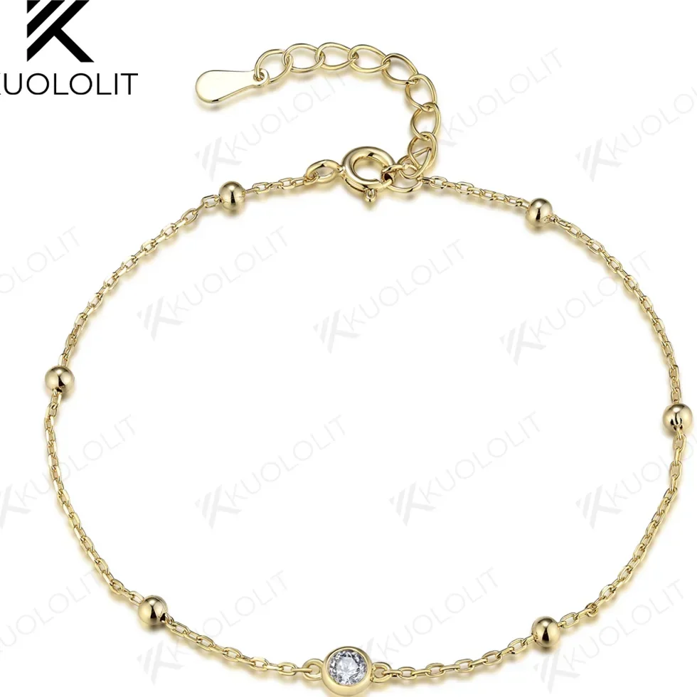 Kuololit Lab Grown Diamonds Bracelets for Women Men 18K 14K Solid Gold 925 Silver for Engagement Party Trendy Christmas Gifts