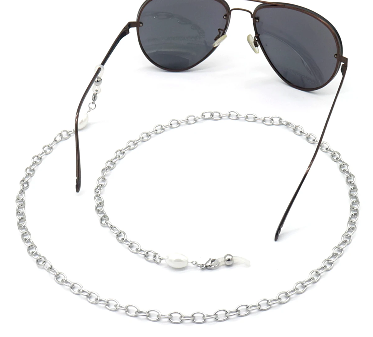 SGL052  Spectacle Reading Glass Chain Stainless steel Simple Oval Shell Pearl Eyeglass and Sunglass Holder Necklace