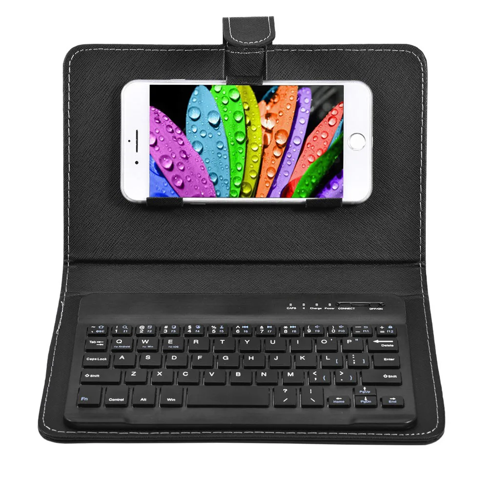 
Leather Phone Case holder with Keyboard Wireless Suit for Phone and iPad 2 in 1 Special Design 
