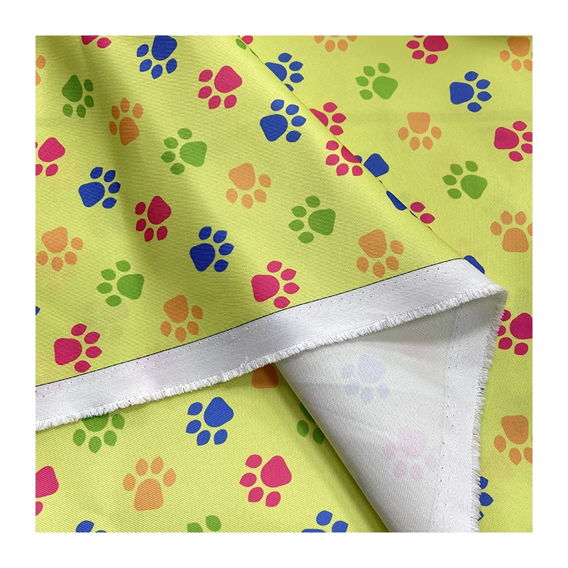 Chinese Manufacturer 100% Polyester Digital Printing Dog Paw Print Pattern Fabric Nurse Wear Material Turban Skirt Fabric