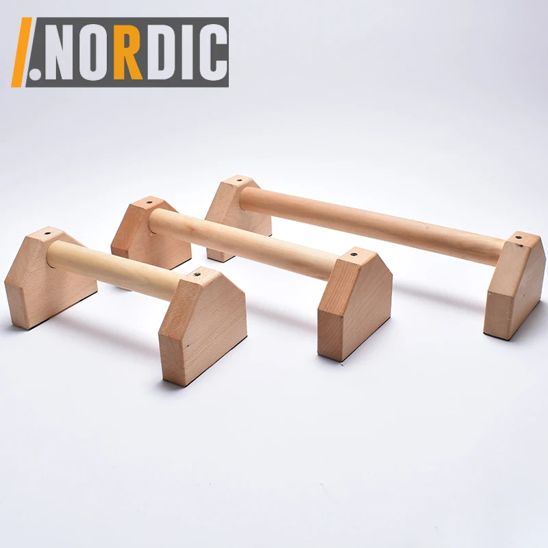 Wood Parallettes Bars Dip Stands or Push Up Stand for Crossfit and Gymnastics with Anti-slip Rubber Feet