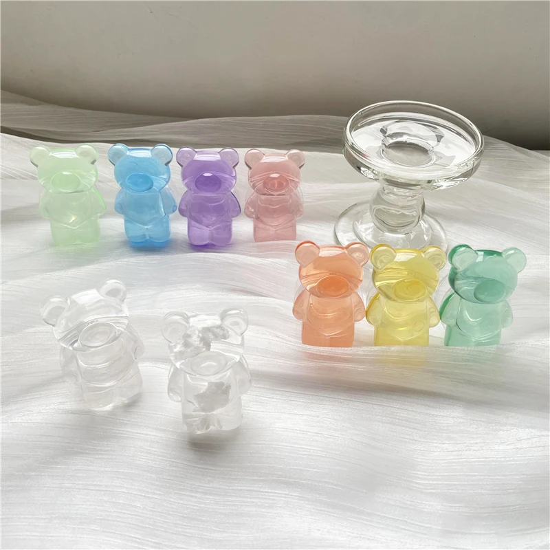 INS популярный эпоксидный полимер 3D Хрустальный медведь держатель для мобильного телефона прозрачный держатель для телефона с извлечением телефонная розетка Пользовательский логотип