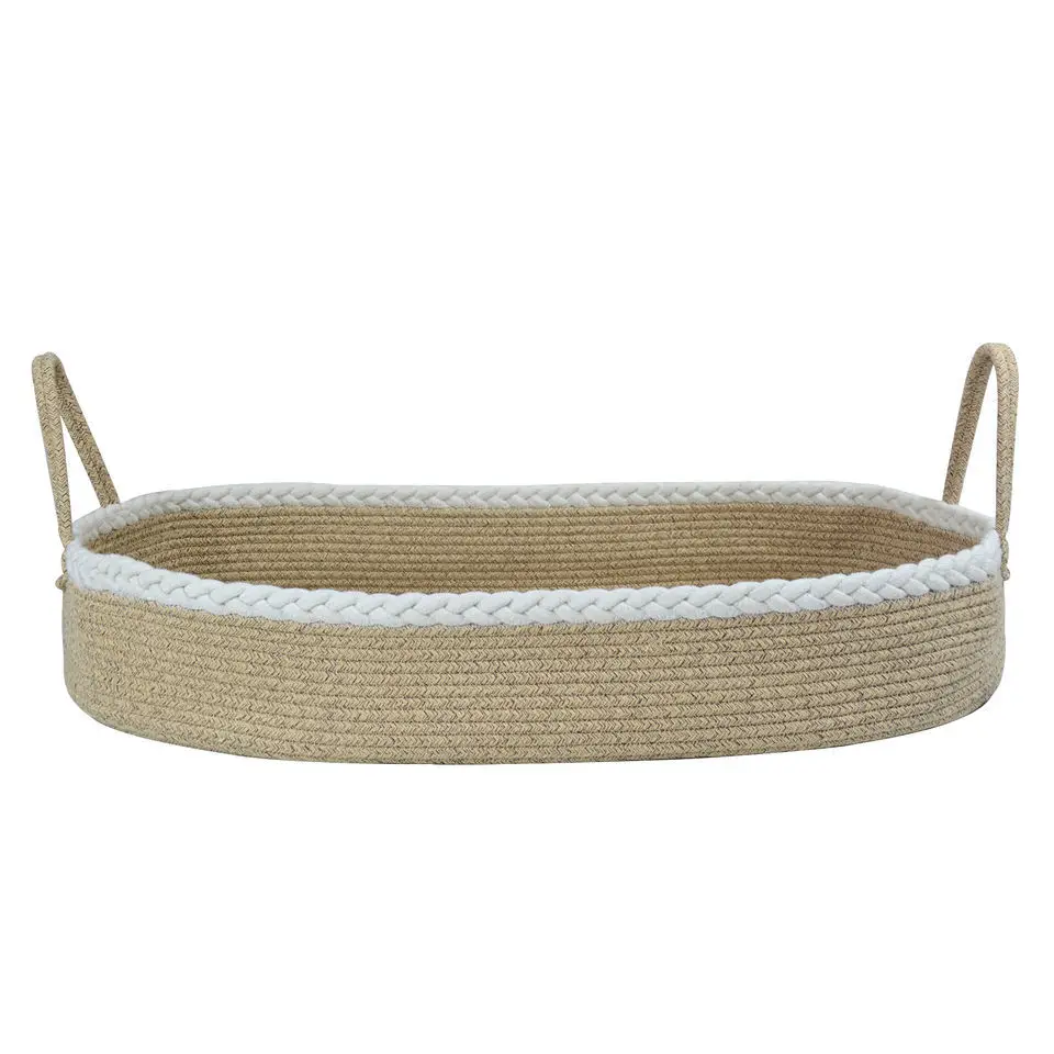 foldable cotton rope baby moses changing basket with Thick Pad for little baby newbornsgift